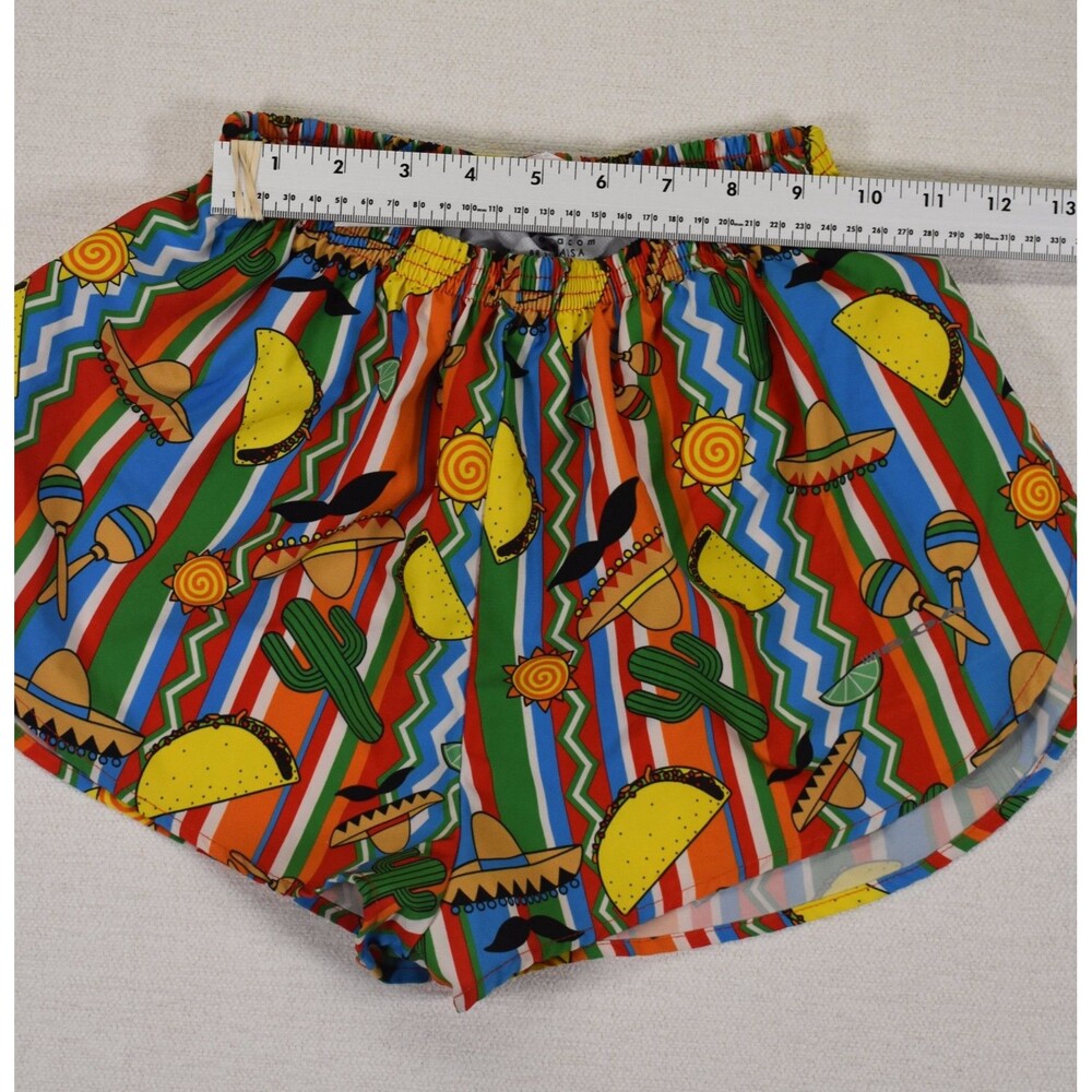 Boa USA Stretch 1" Elite Split Leg Taco Print Lined Running Shorts Womens Size M - Picture 7 of 8